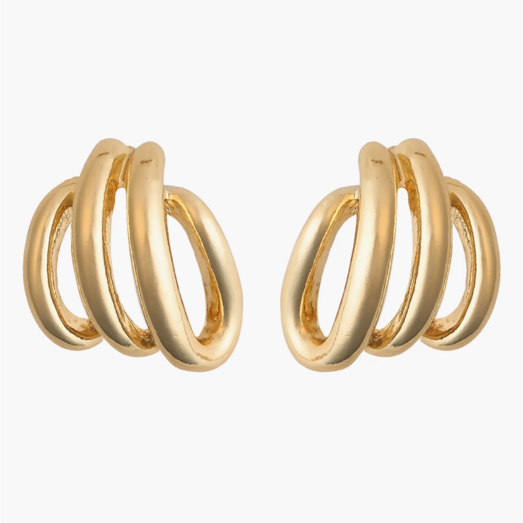 Panacea Open Bar Hoop Earrings 14-K Gold Plate Nwot